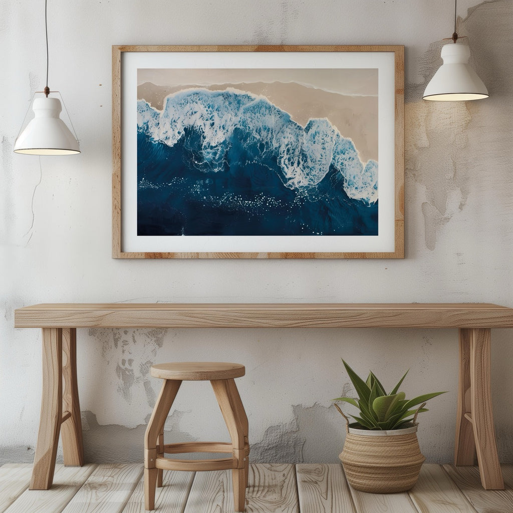 Majestic Waves Meeting Shoreline - Rolled Poster Wall Art Print | House Prints