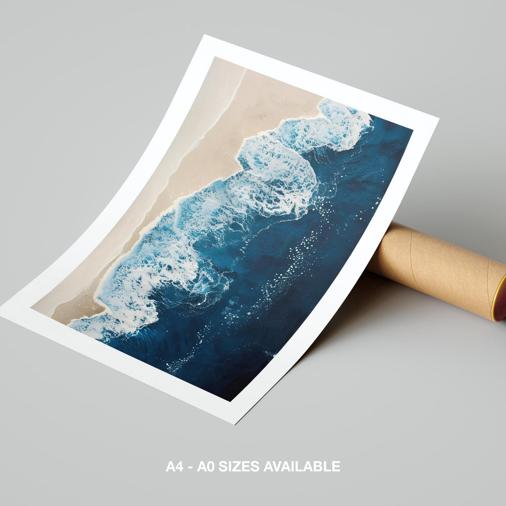 Majestic Waves Meeting Shoreline - Rolled Poster Wall Art Print | House Prints
