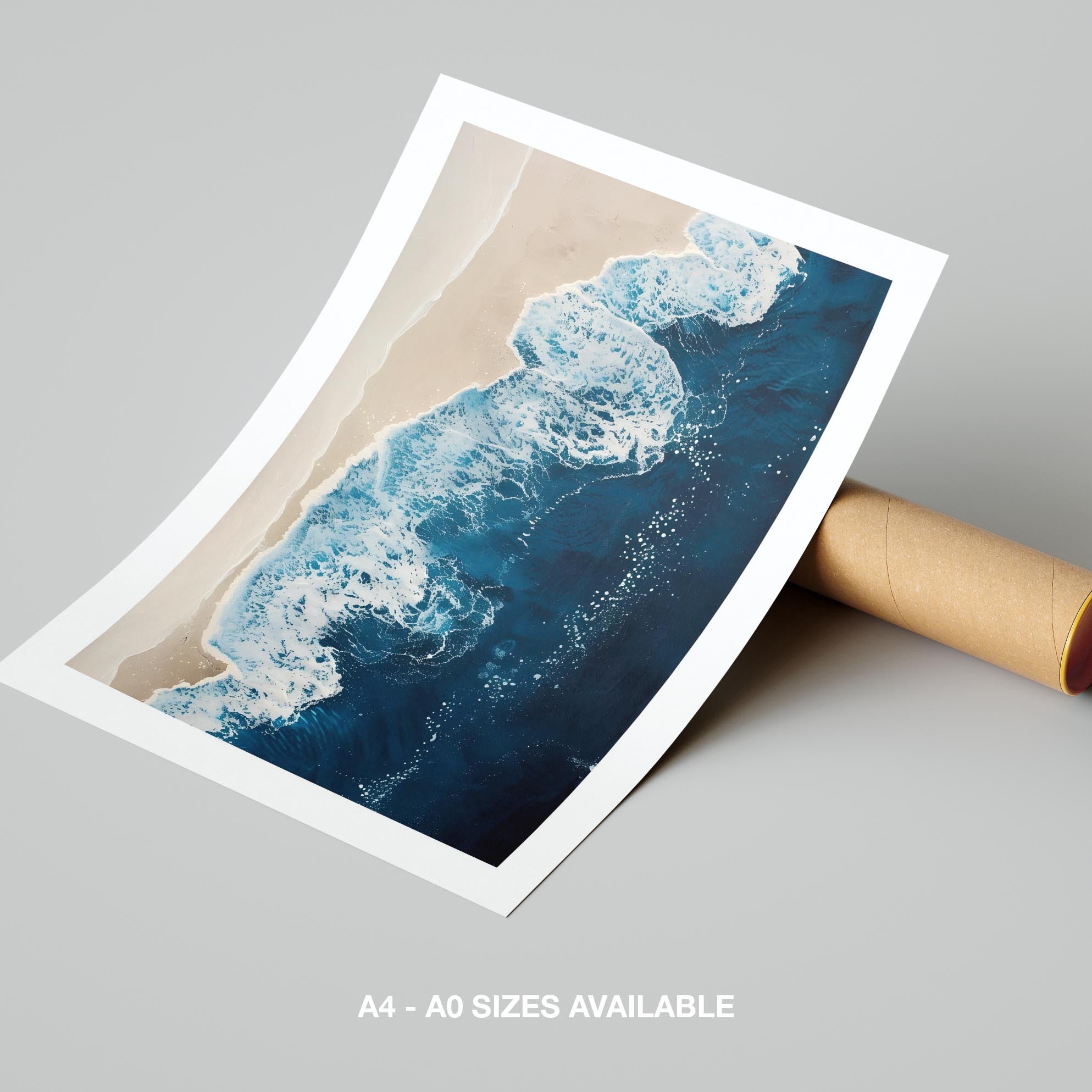 Majestic Waves Meeting Shoreline - Rolled Poster Wall Art Print | House Prints