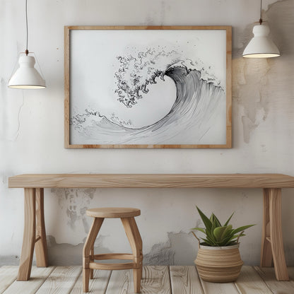 Graceful Wave in Motion - Rolled Poster Wall Art Print - House Prints