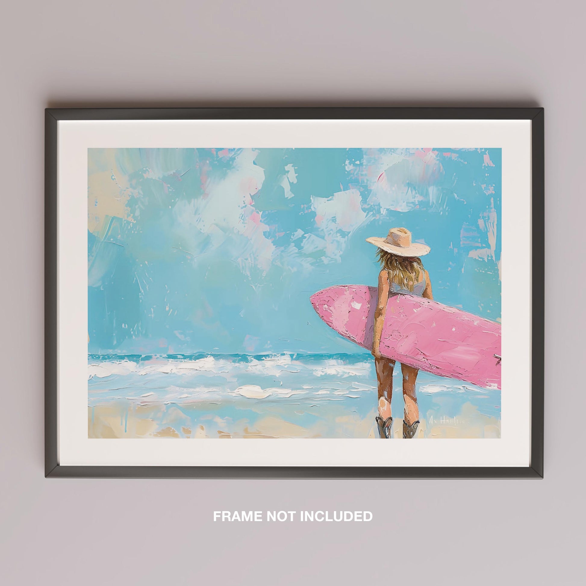 Surfboard Beach Dreams in Pink Hues - Rolled Poster Wall Art Print - House Prints