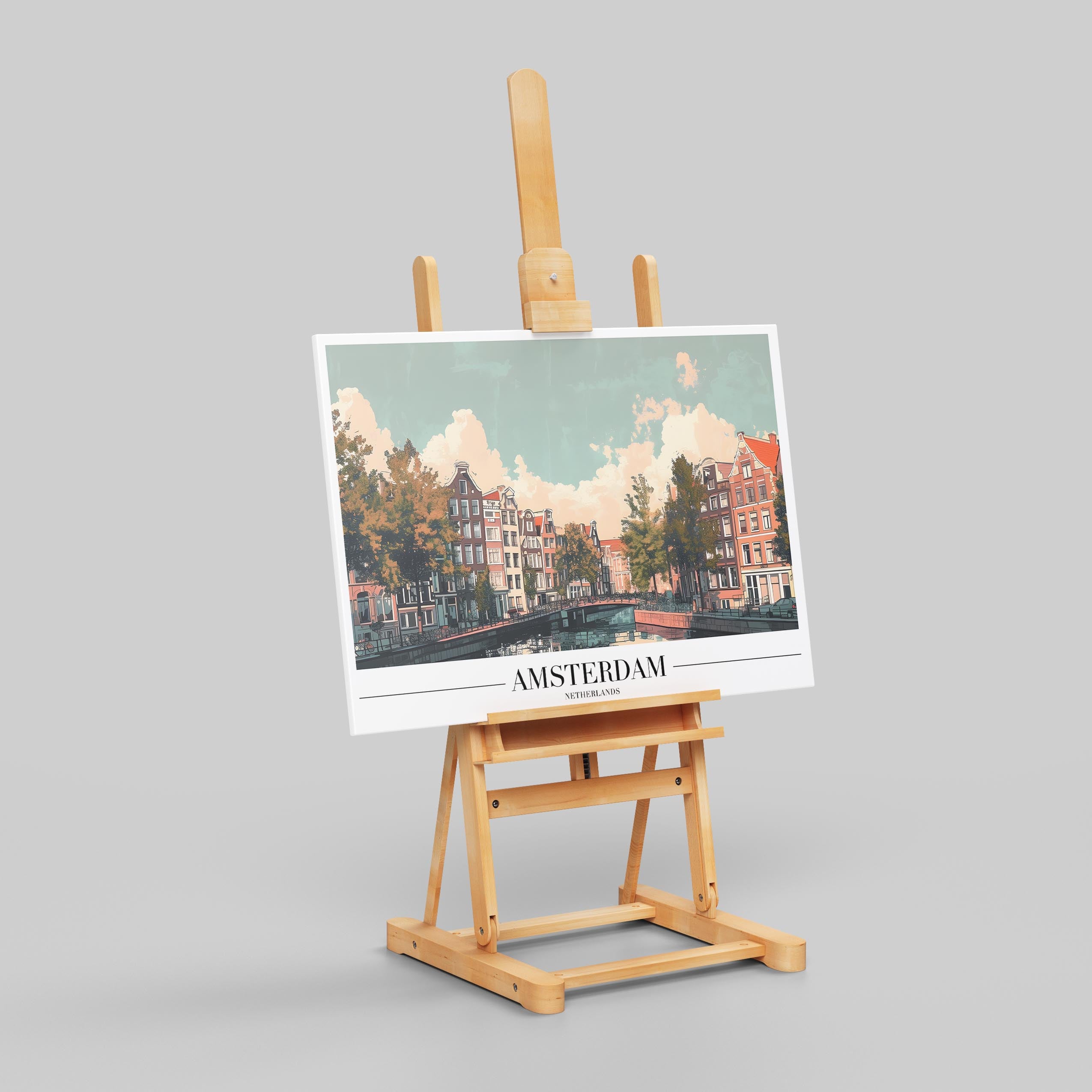 Classic Amsterdam City World Travel - Framed Canvas Wall Art Print | House Prints