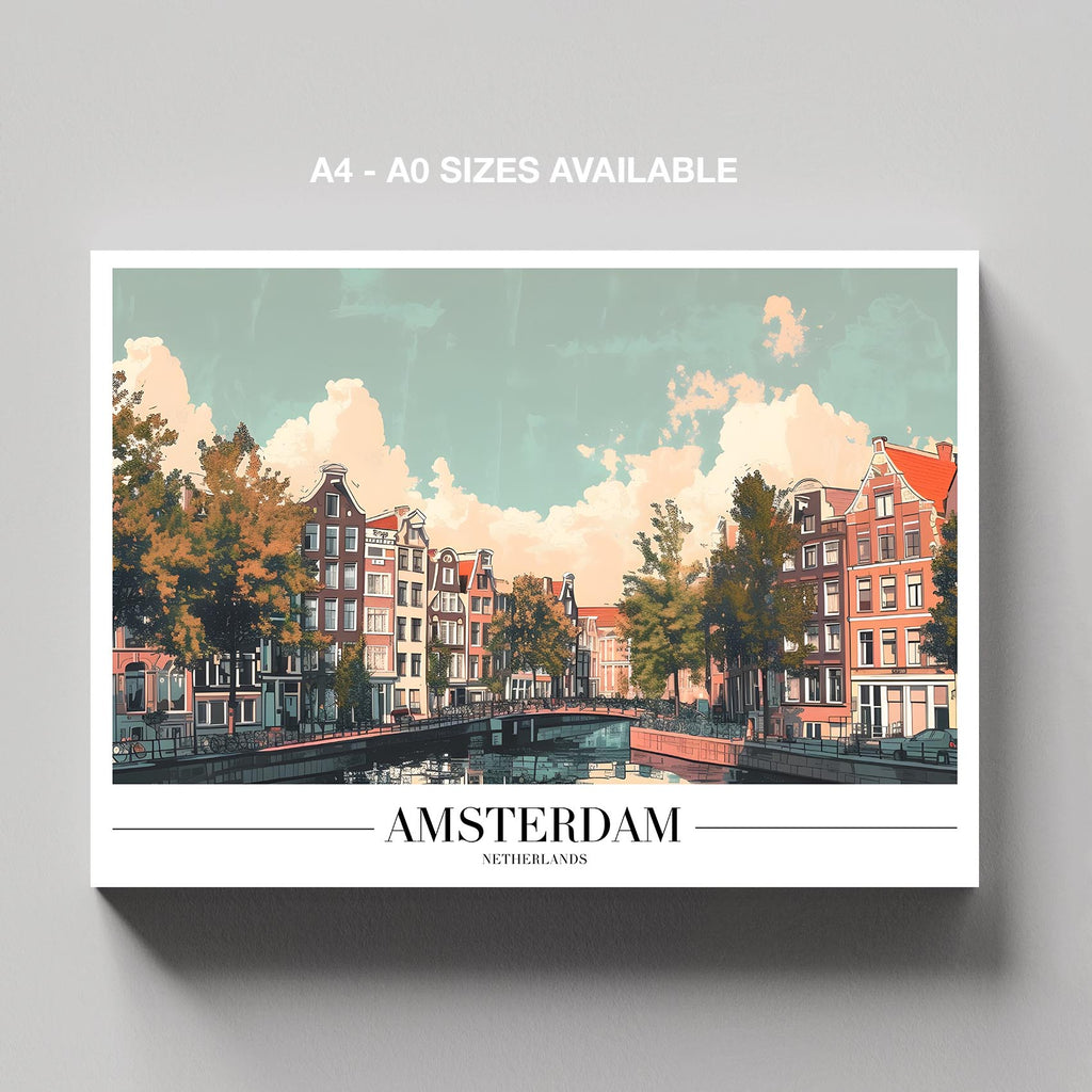 Classic Amsterdam City World Travel - Framed Canvas Wall Art Print | House Prints
