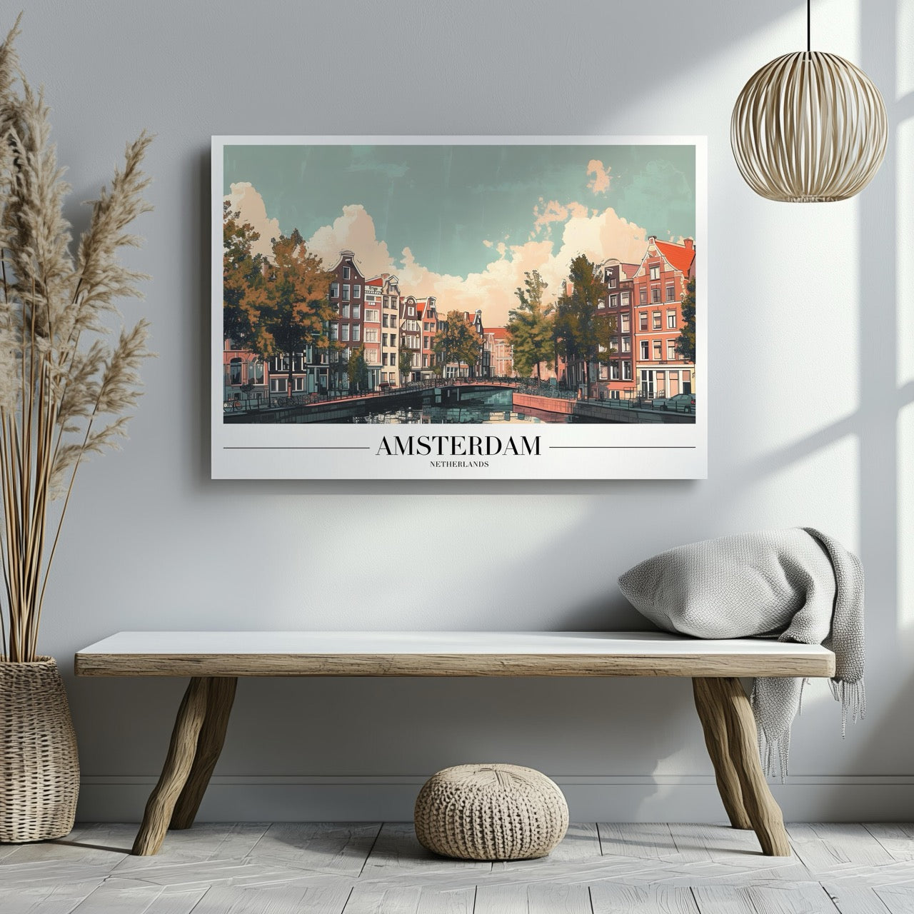 Classic Amsterdam City World Travel - Framed Canvas Wall Art Print | House Prints