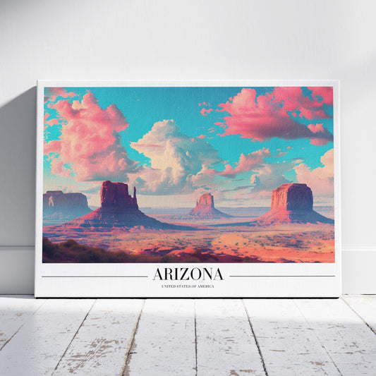 Majestic Arizona USA City World Travel - Framed Canvas Wall Art Print - House Prints