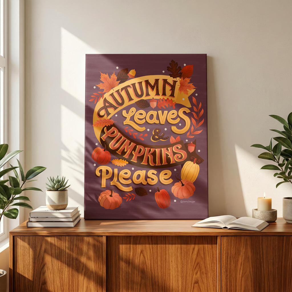 Autumn Leaves - Seta Zakian - Framed Canvas Wall Art Print