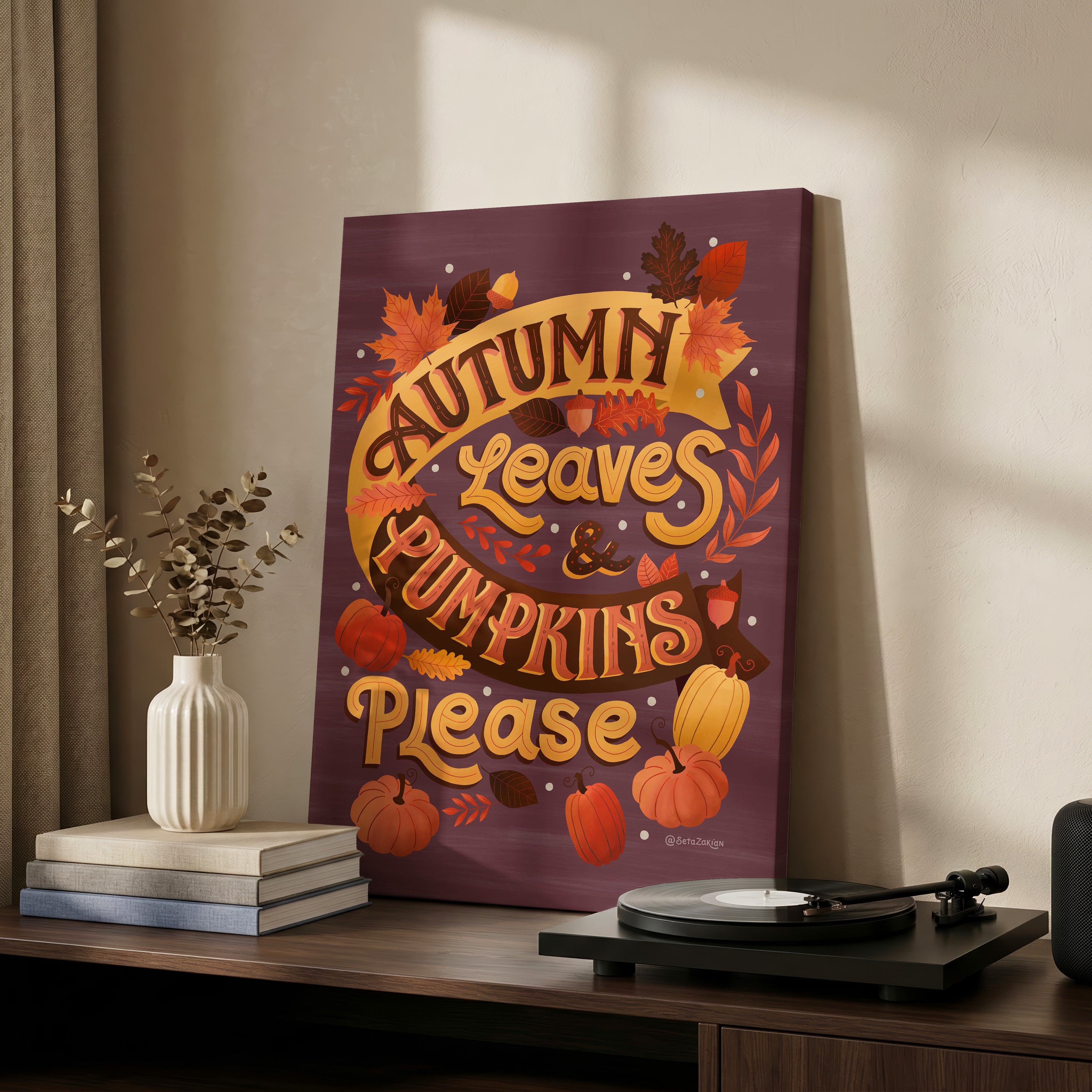 Autumn Leaves - Seta Zakian - Framed Canvas Wall Art Print