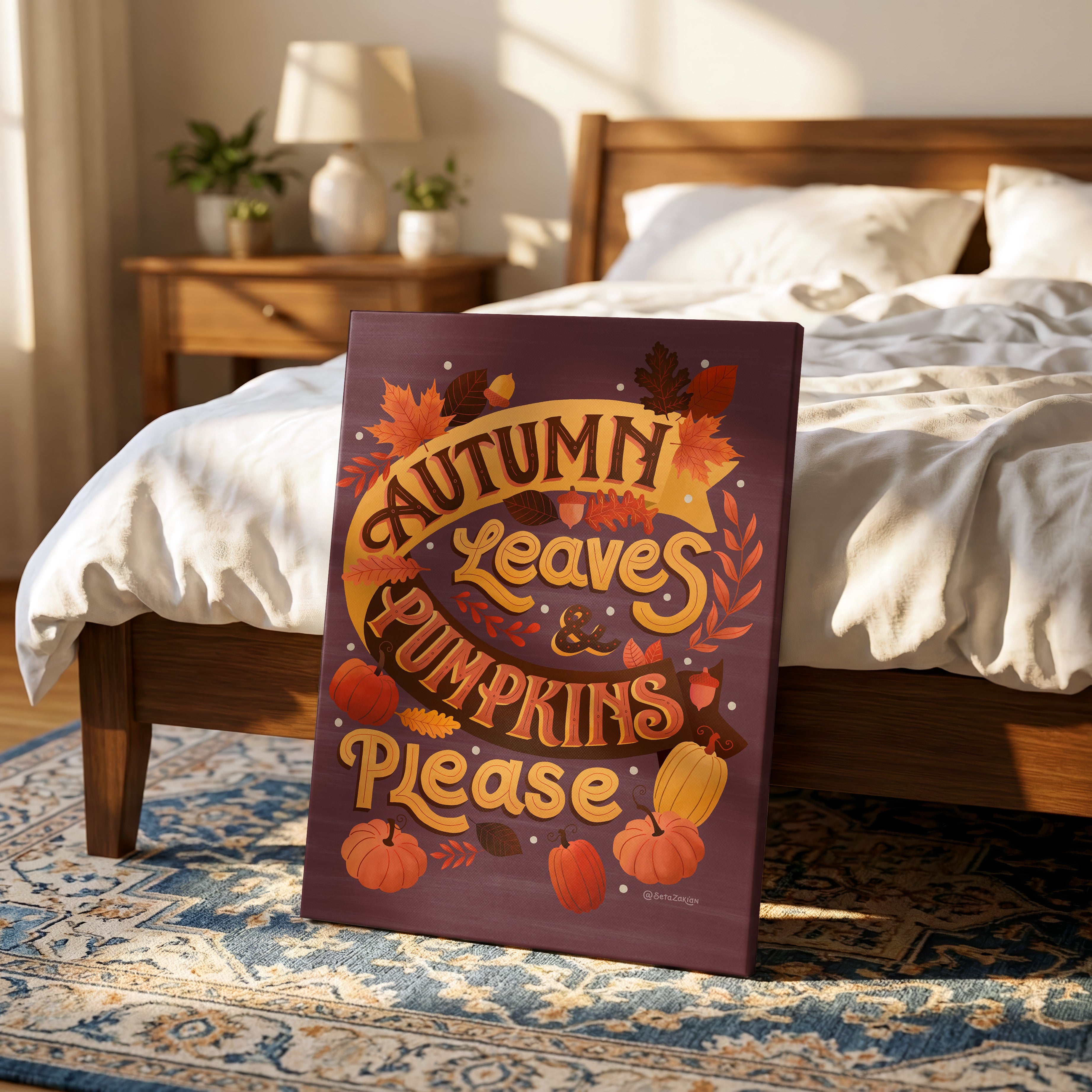 Autumn Leaves - Seta Zakian - Framed Canvas Wall Art Print