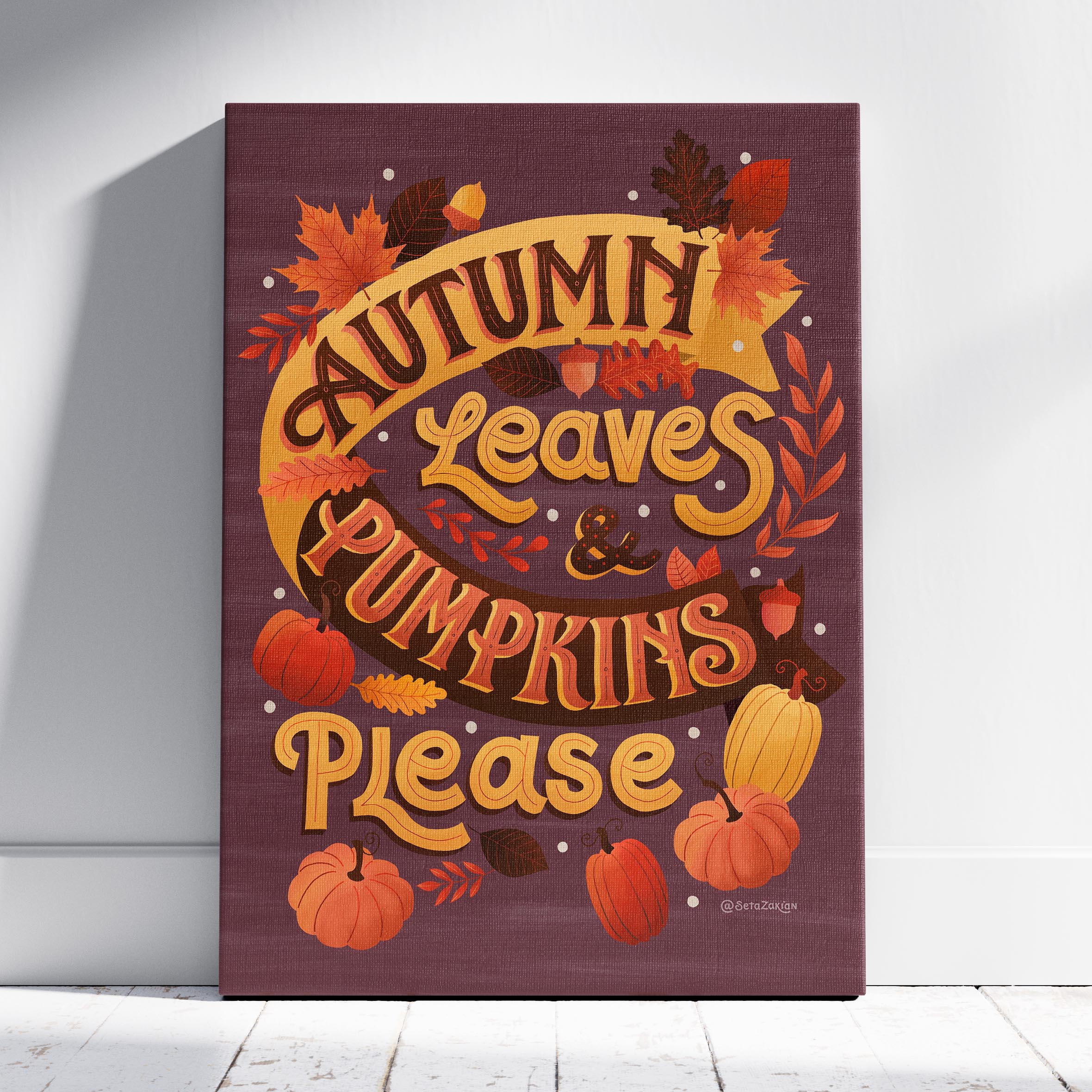 Autumn Leaves - Seta Zakian - Framed Canvas Wall Art Print