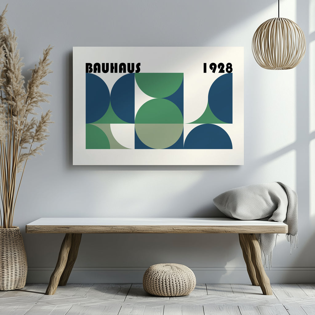 Abstract Bauhaus 1928 Geometric Shapes - Framed Canvas Wall Art Print | House Prints