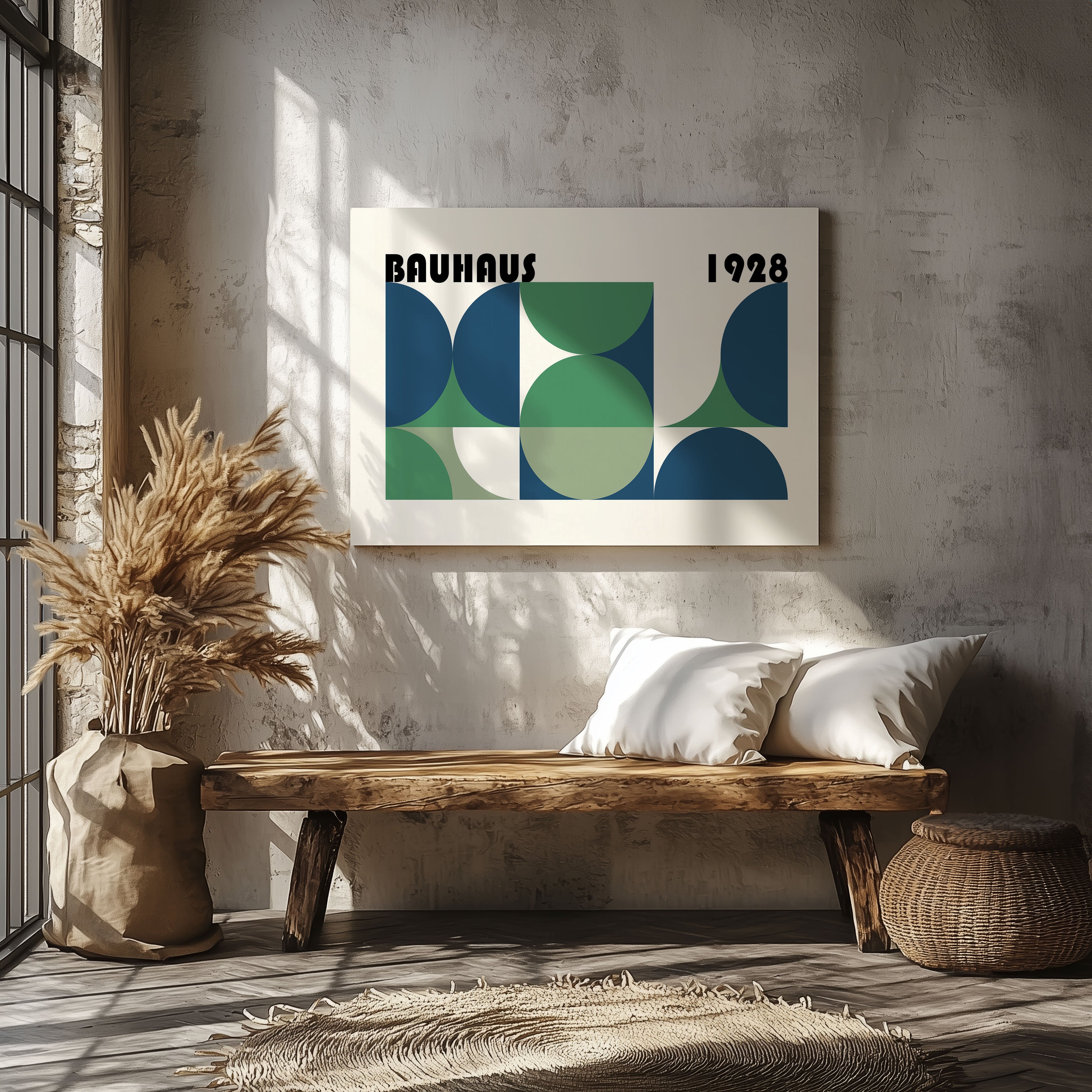 Abstract Bauhaus 1928 Geometric Shapes - Framed Canvas Wall Art Print | House Prints