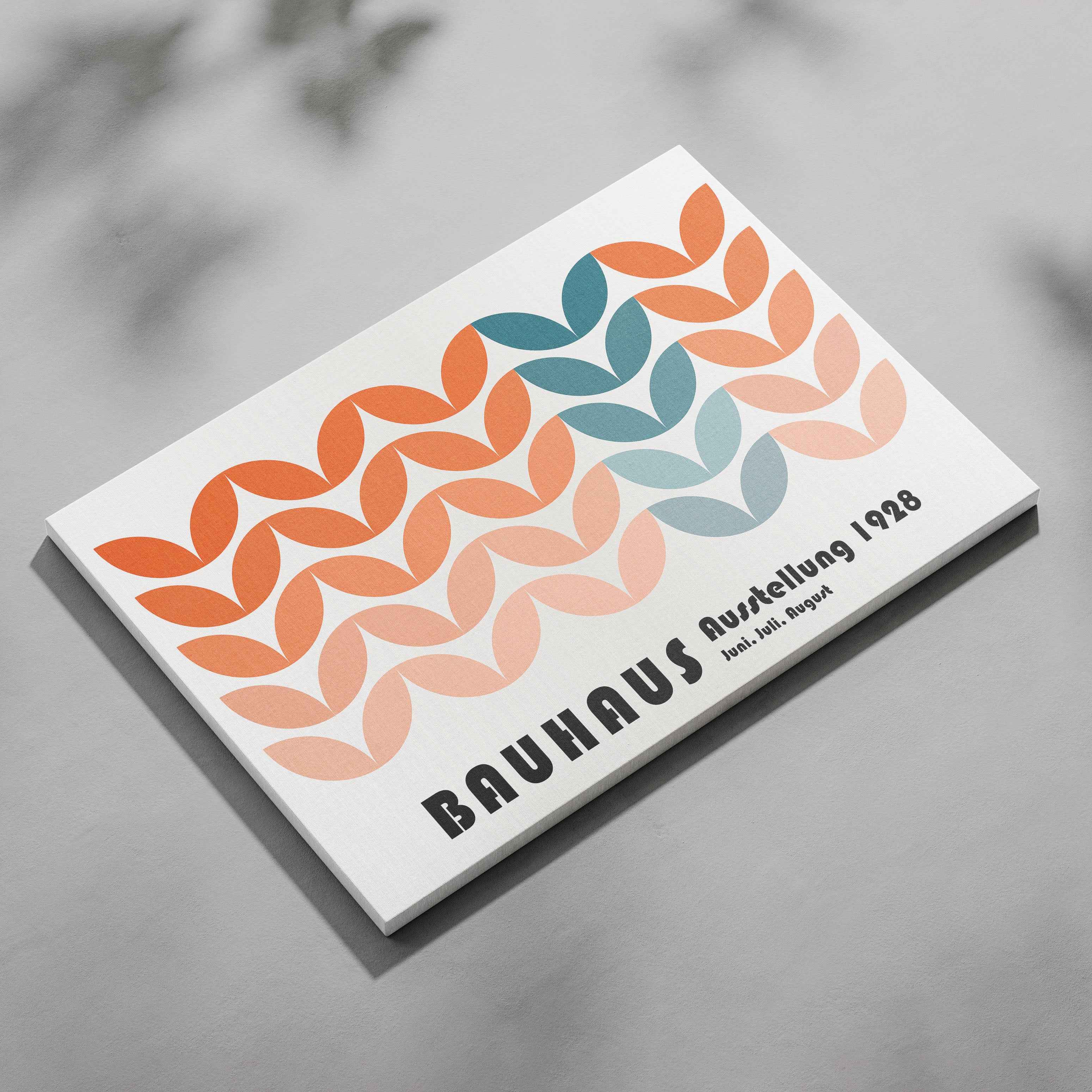 Abstract Bauhaus 1928 Orange & Teal Geometric Shapes - Framed Canvas Wall Art Print | House Prints