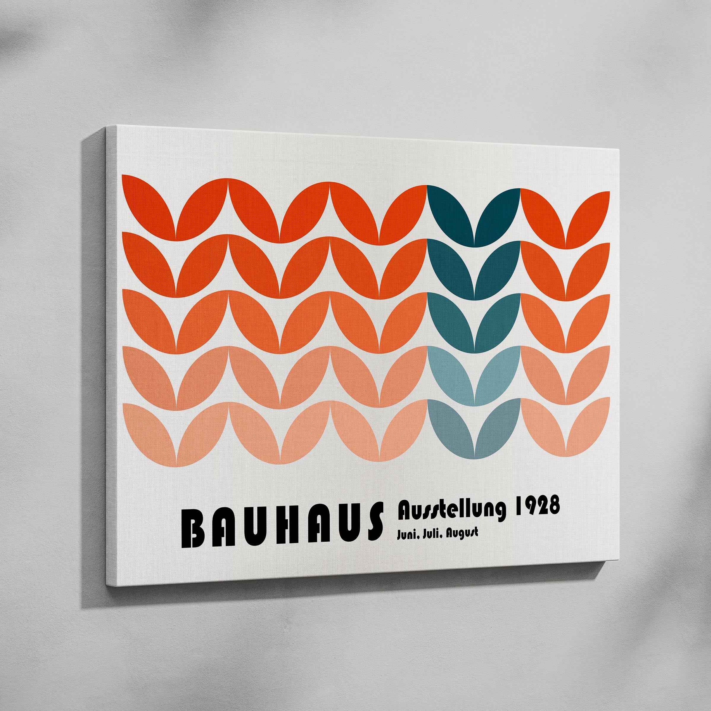 Abstract Bauhaus 1928 Orange & Teal Geometric Shapes - Framed Canvas Wall Art Print | House Prints