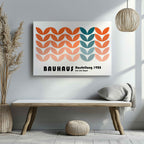 Abstract Bauhaus 1928 Orange & Teal Geometric Shapes - Framed Canvas Wall Art Print | House Prints