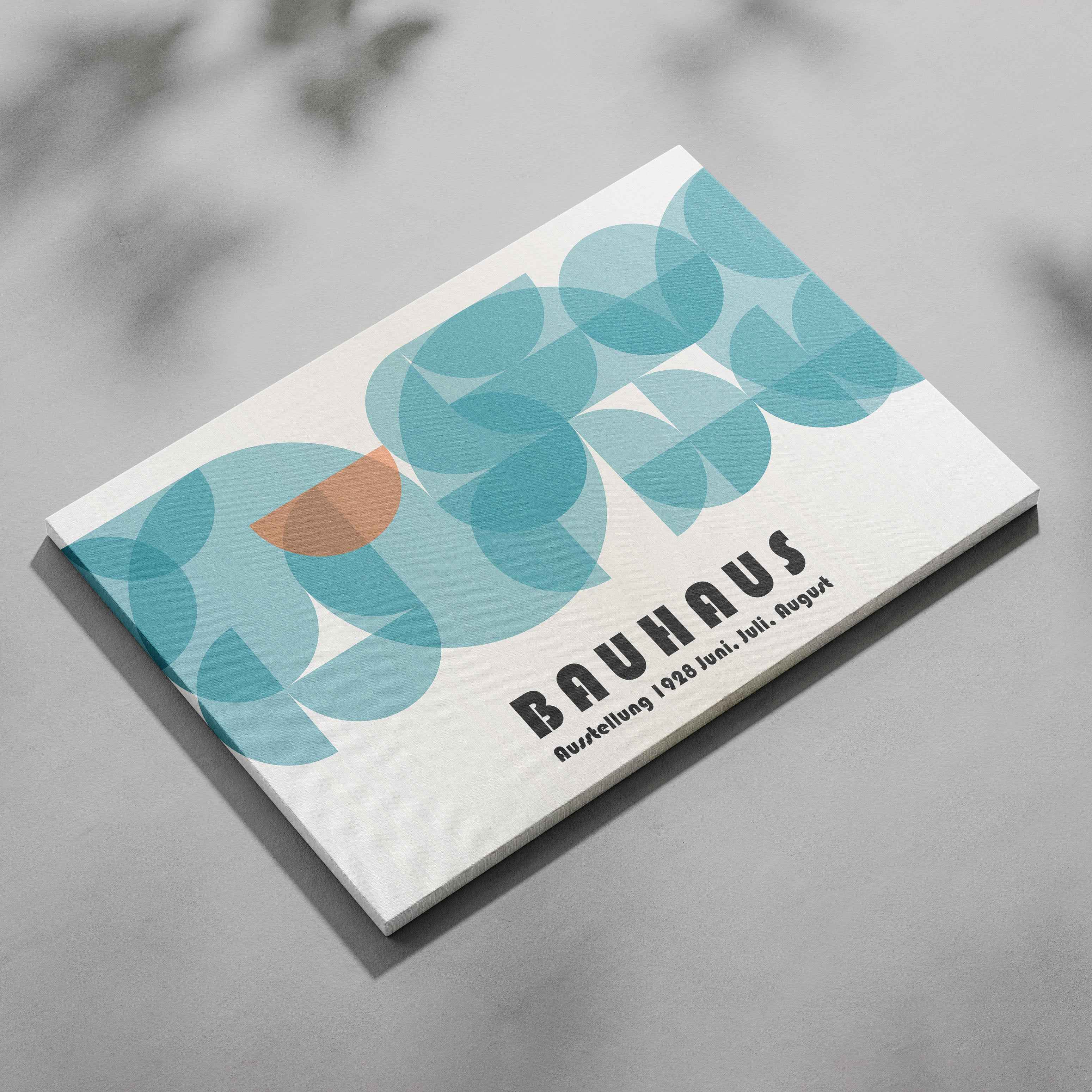 Abstract Bauhaus 1928 Teal Geometric Shapes - Framed Canvas Wall Art Print