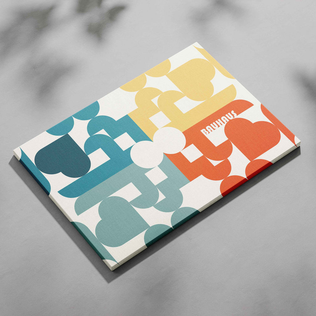 Abstract Bauhaus Bold Geometric Colours - Framed Canvas Wall Art Print | House Prints