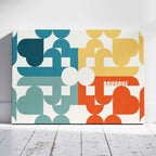 Abstract Bauhaus Bold Geometric Colours - Framed Canvas Wall Art Print | House Prints