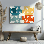 Abstract Bauhaus Bold Geometric Colours - Framed Canvas Wall Art Print | House Prints