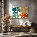 Abstract Bauhaus Bold Geometric Colours - Framed Canvas Wall Art Print | House Prints