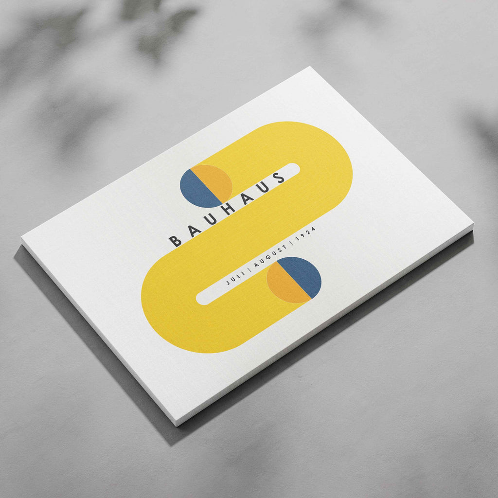 Abstract Bauhaus Orange & Navy Circles 1924 - Framed Canvas Wall Art Print