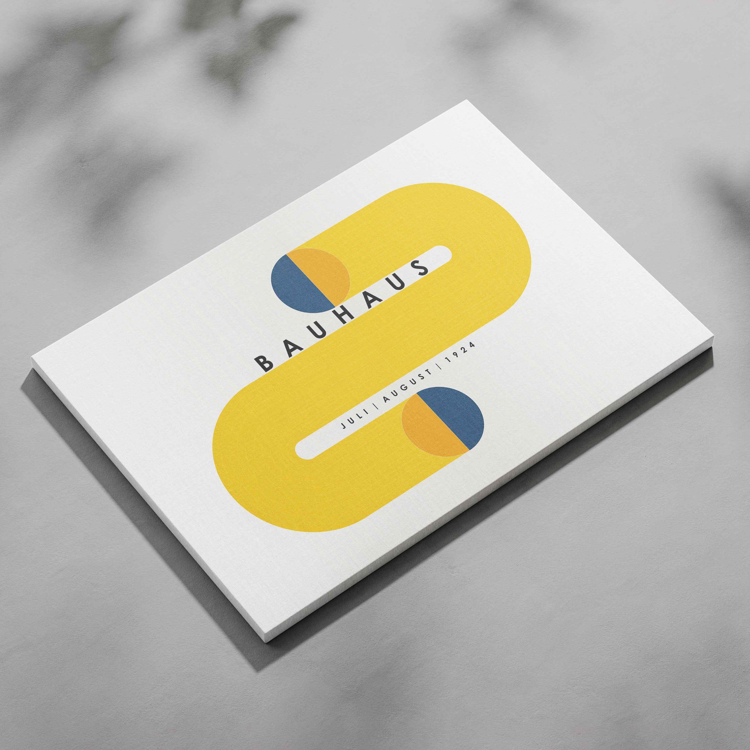 Abstract Bauhaus Orange & Navy Circles 1924 - Framed Canvas Wall Art Print