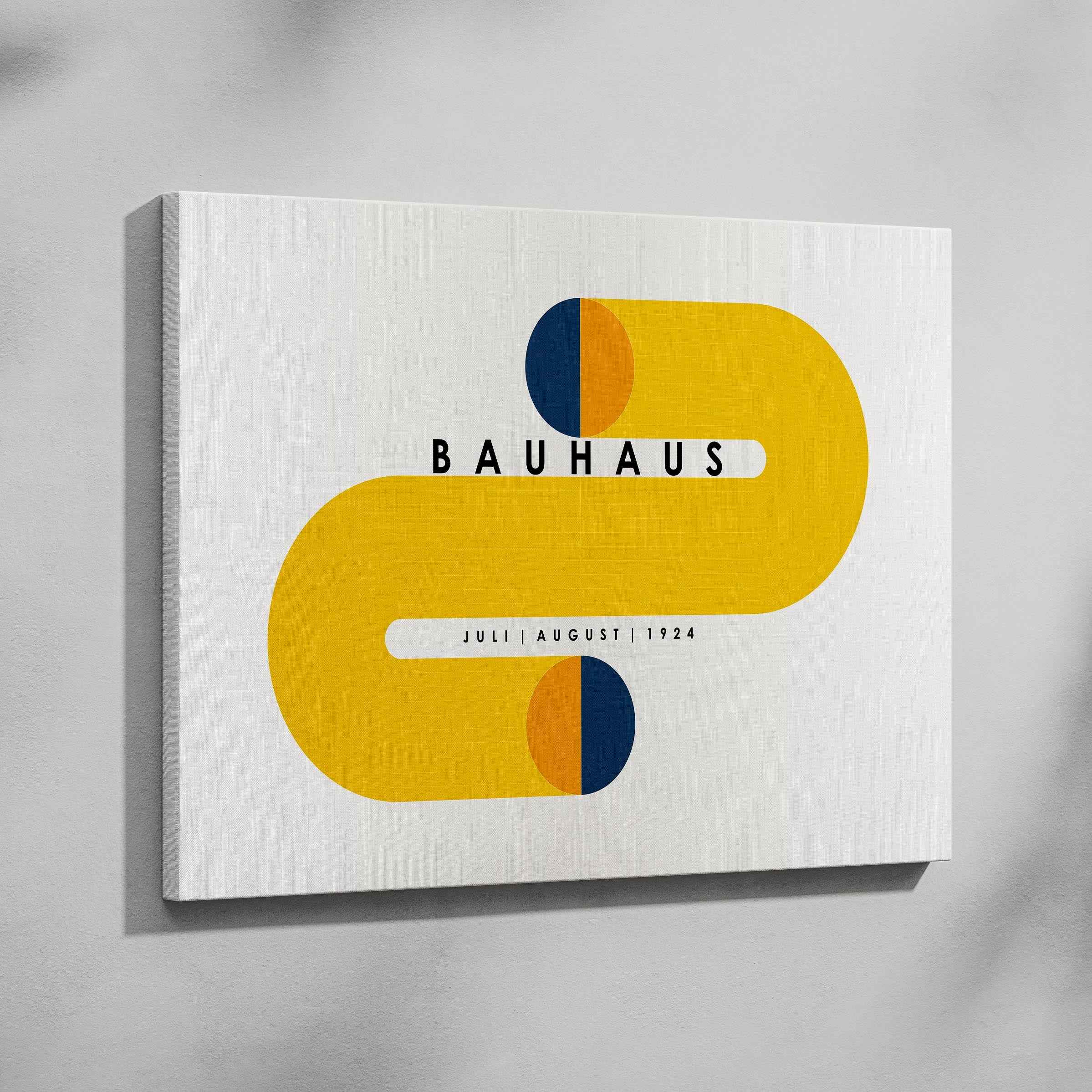 Abstract Bauhaus Orange & Navy Circles 1924 - Framed Canvas Wall Art Print