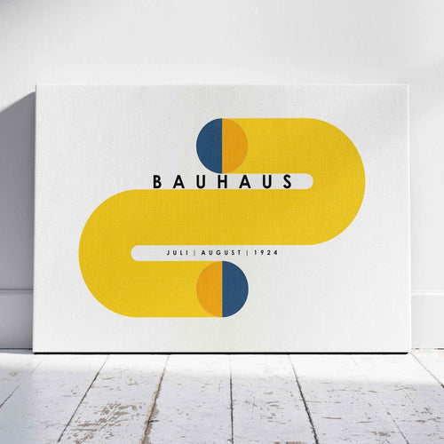Abstract Bauhaus Orange & Navy Circles 1924 - Framed Canvas Wall Art Print