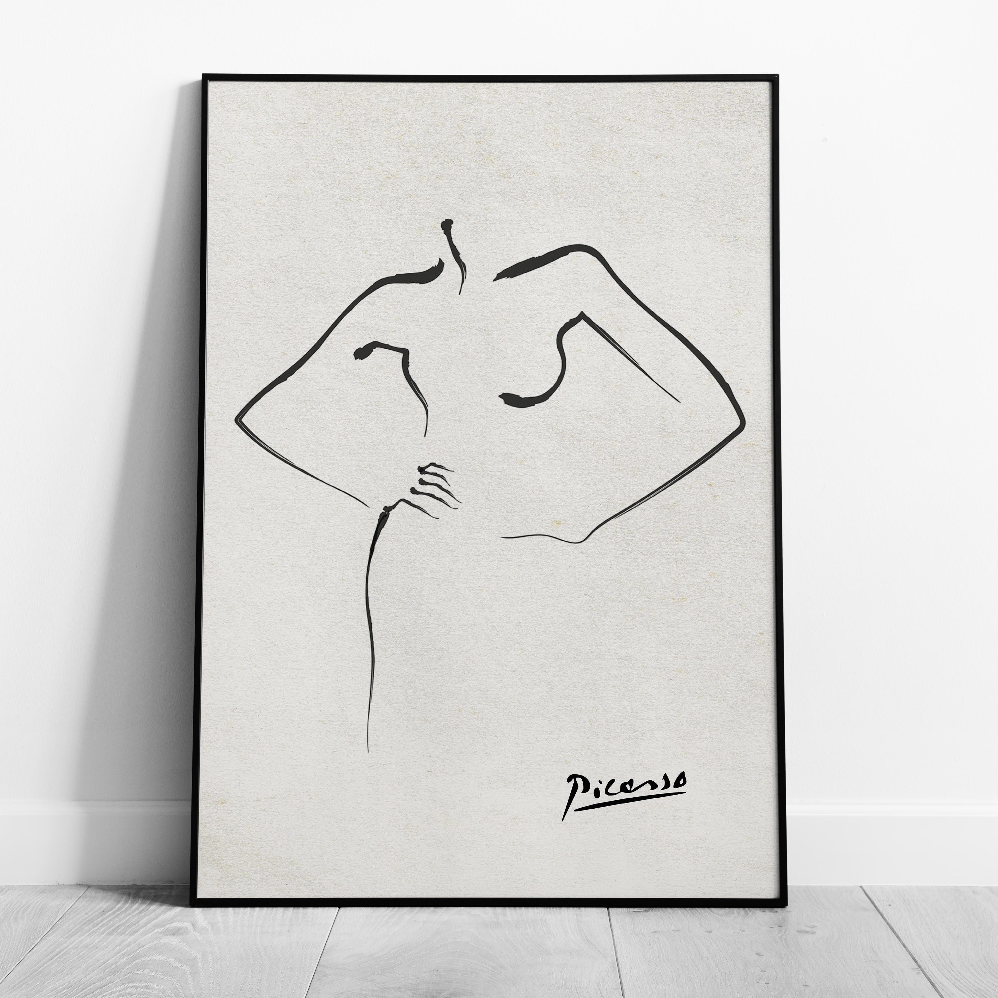 Abstract Black & White Figure Line Drawing - Pablo Picasso - Rolled Poster Wall Art Print