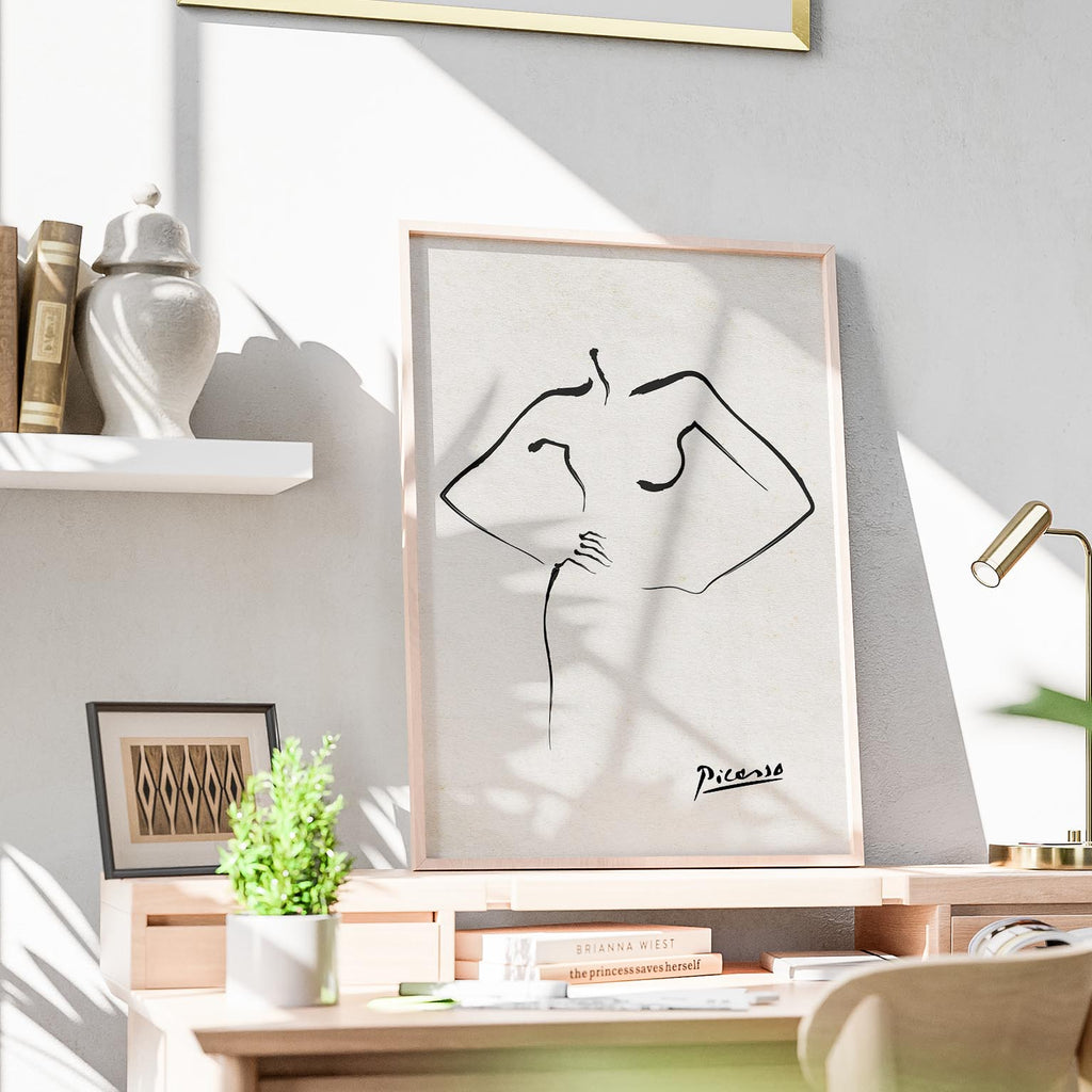 Abstract Black & White Figure Line Drawing - Pablo Picasso - Rolled Poster Wall Art Print | House Prints