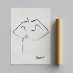 Abstract Black & White Figure Line Drawing - Pablo Picasso - Rolled Poster Wall Art Print | House Prints