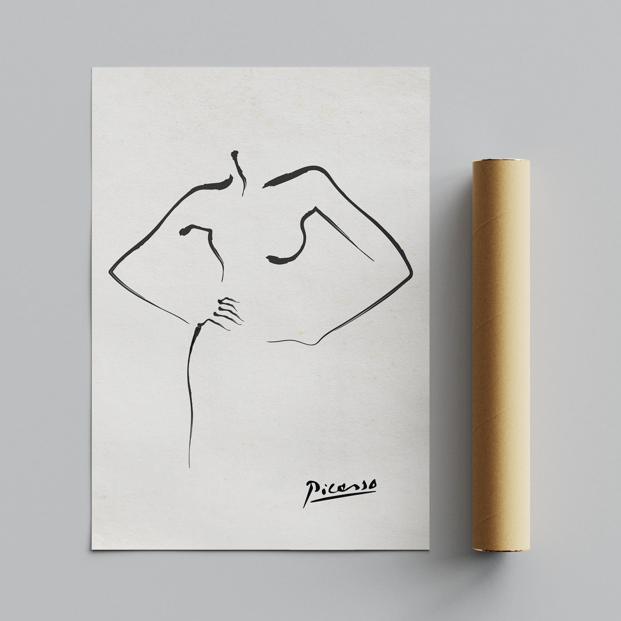 Abstract Black & White Figure Line Drawing - Pablo Picasso - Rolled Poster Wall Art Print | House Prints