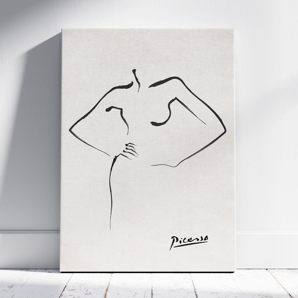 Abstract Black & White Figure Line Drawing - Pablo Picasso - Framed Canvas Wall Art Print | House Prints