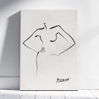 Abstract Black & White Figure Line Drawing - Pablo Picasso - Framed Canvas Wall Art Print | House Prints