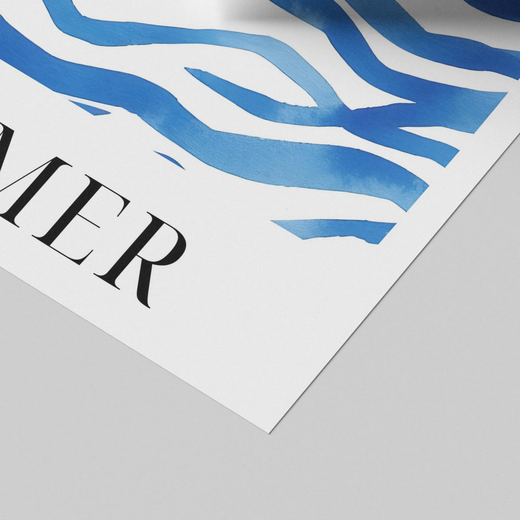 Abstract Blue La Mer Ocean Wave Lines - Rolled Poster Wall Art Print
