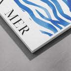 Abstract Blue La Mer Ocean Wave Lines - Framed Canvas Wall Art Print