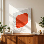 Abstract Boho Burnt Orange Shape with Lines - Framed Canvas Wall Art Print