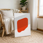 Abstract Boho Burnt Orange Shape with Lines - Framed Canvas Wall Art Print