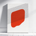 Abstract Boho Burnt Orange Shape with Lines - Framed Canvas Wall Art Print