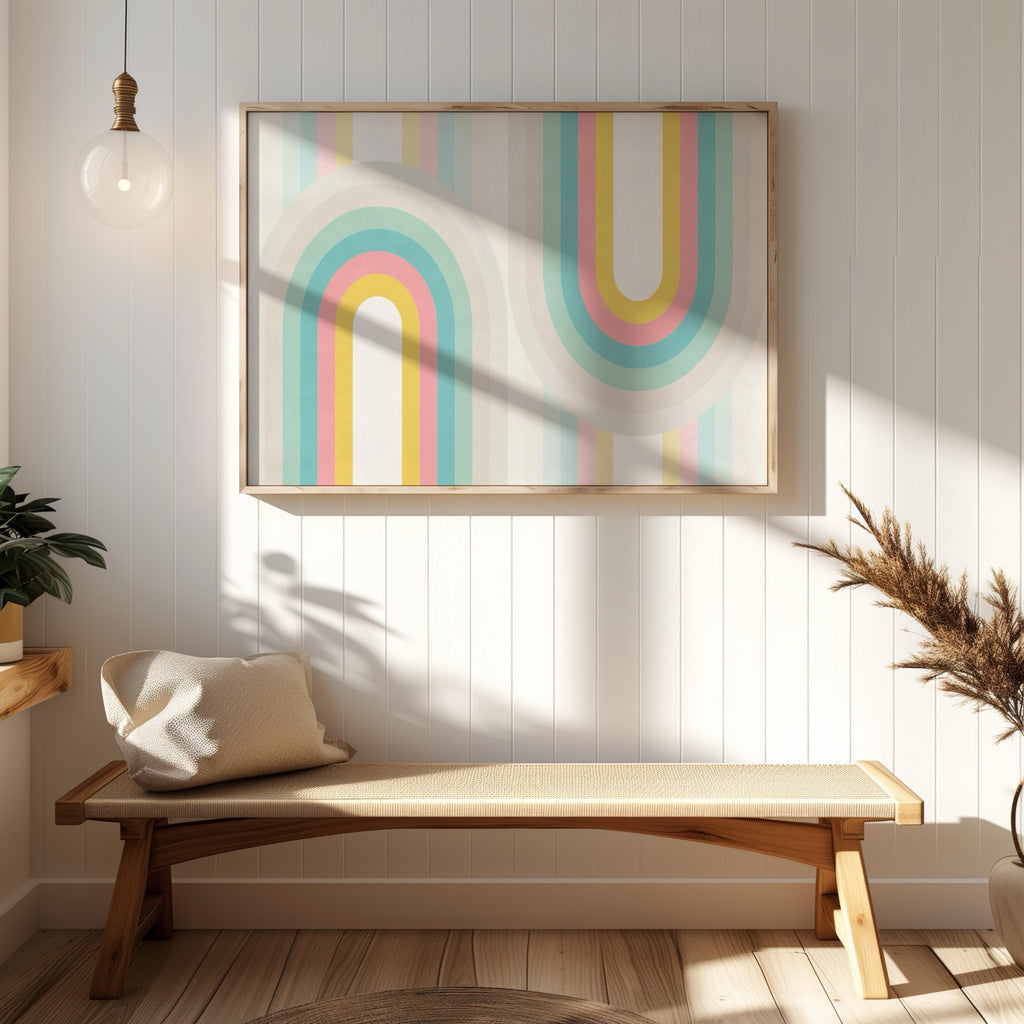 Abstract Pastel Retro Rainbow Arches - Rolled Poster Wall Art Print | House Prints