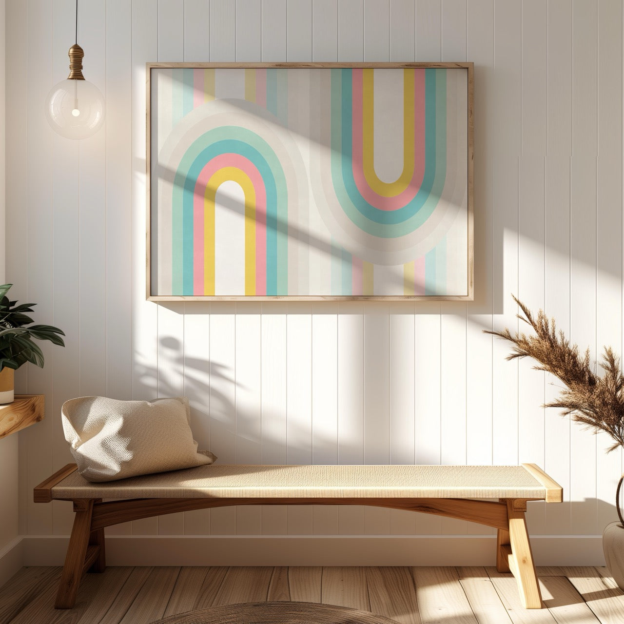Abstract Pastel Retro Rainbow Arches - Rolled Poster Wall Art Print | House Prints