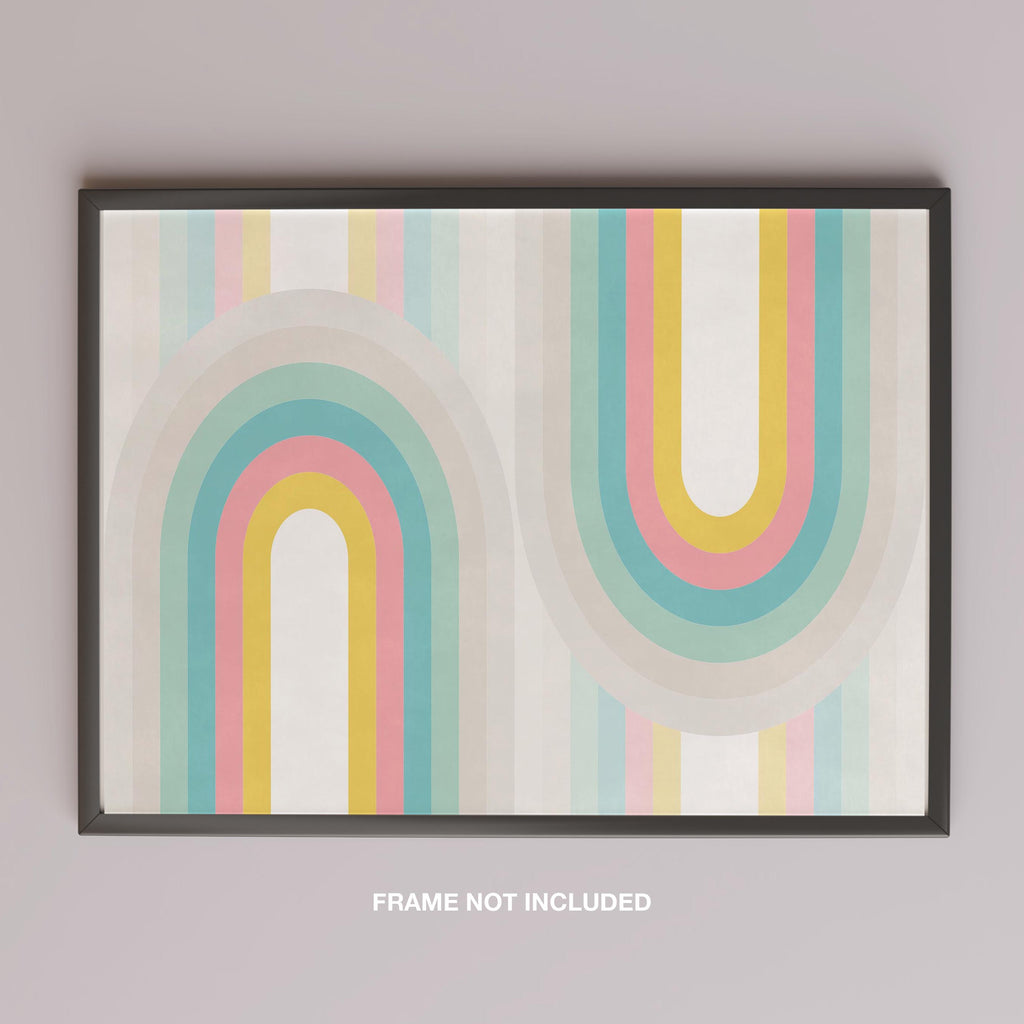 Abstract Pastel Retro Rainbow Arches - Rolled Poster Wall Art Print | House Prints