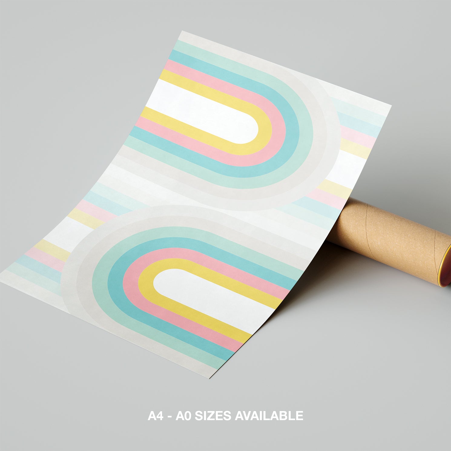 Abstract Pastel Retro Rainbow Arches - Rolled Poster Wall Art Print | House Prints