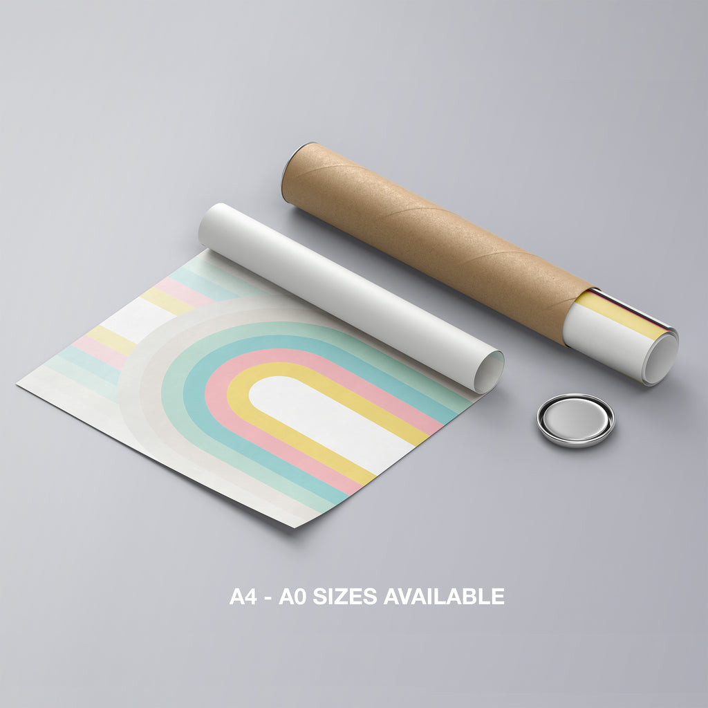 Abstract Pastel Retro Rainbow Arches - Rolled Poster Wall Art Print | House Prints