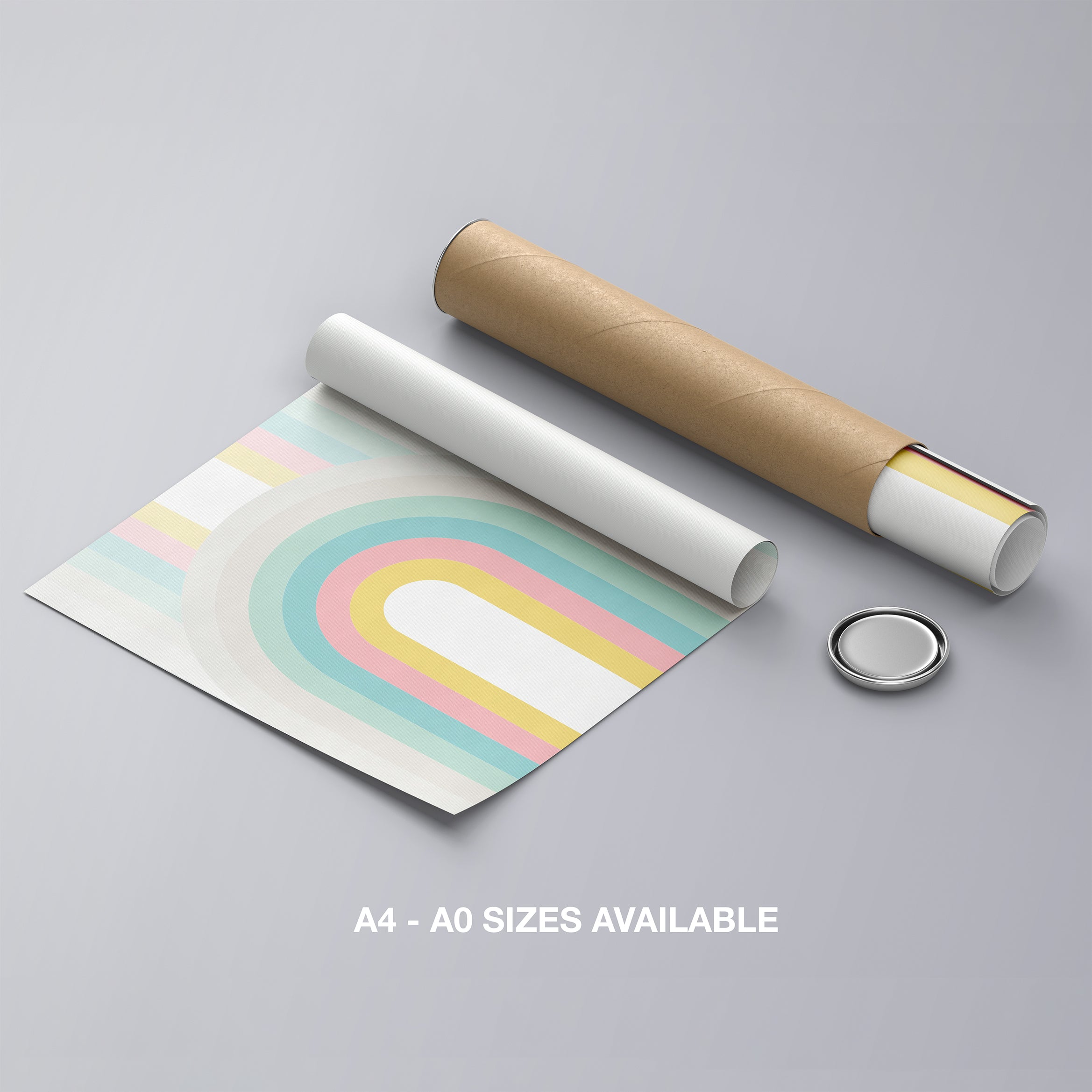 Abstract Pastel Retro Rainbow Arches - Rolled Poster Wall Art Print | House Prints