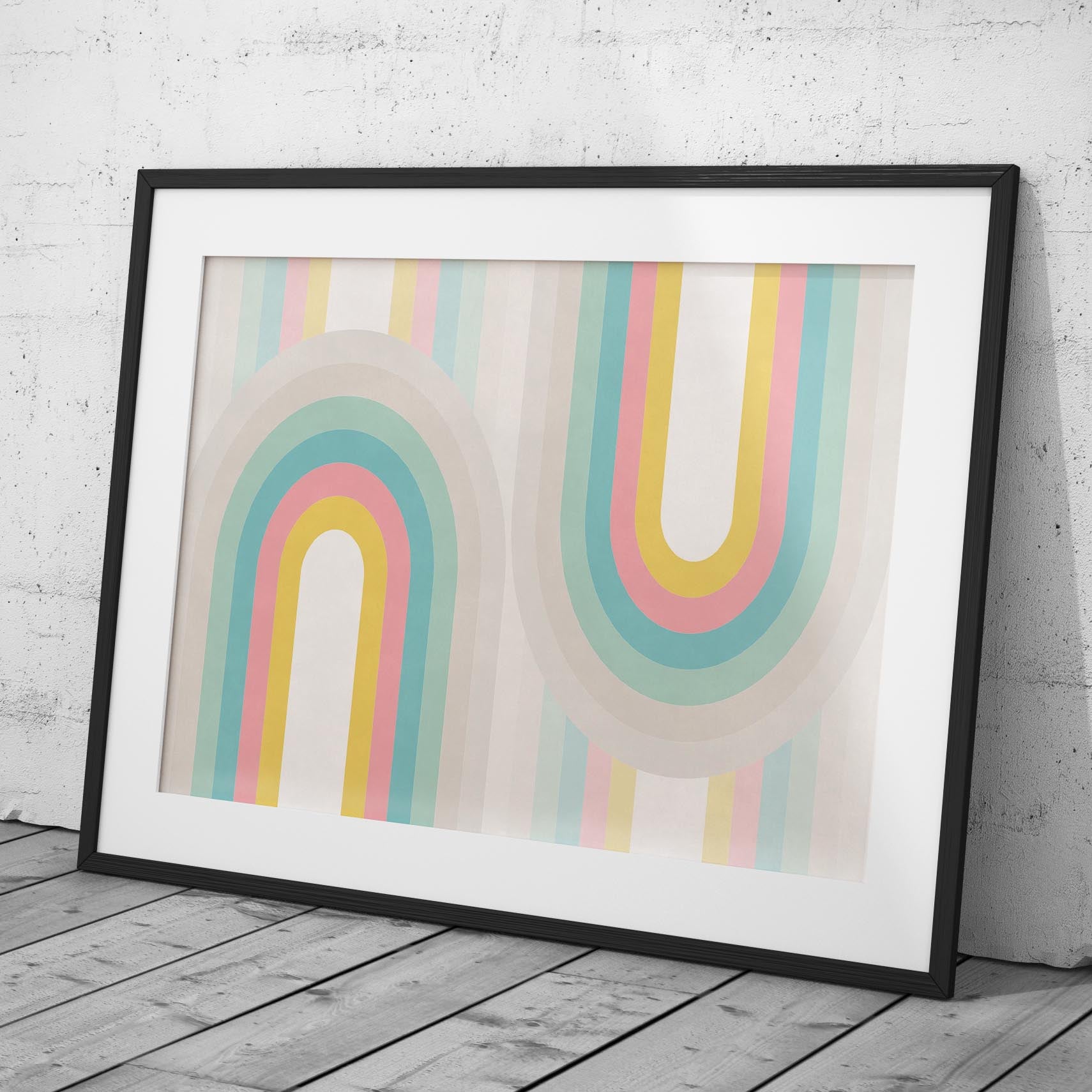 Abstract Pastel Retro Rainbow Arches - Rolled Poster Wall Art Print | House Prints