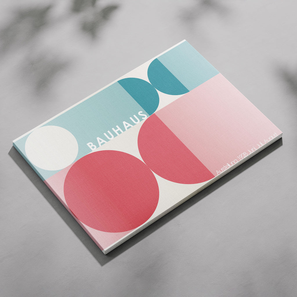 Abstract Colourful Bauhaus 1928 Geometric Circles - Framed Canvas Wall Art Print | House Prints