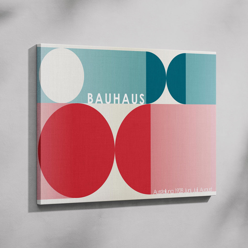 Abstract Colourful Bauhaus 1928 Geometric Circles - Framed Canvas Wall Art Print | House Prints