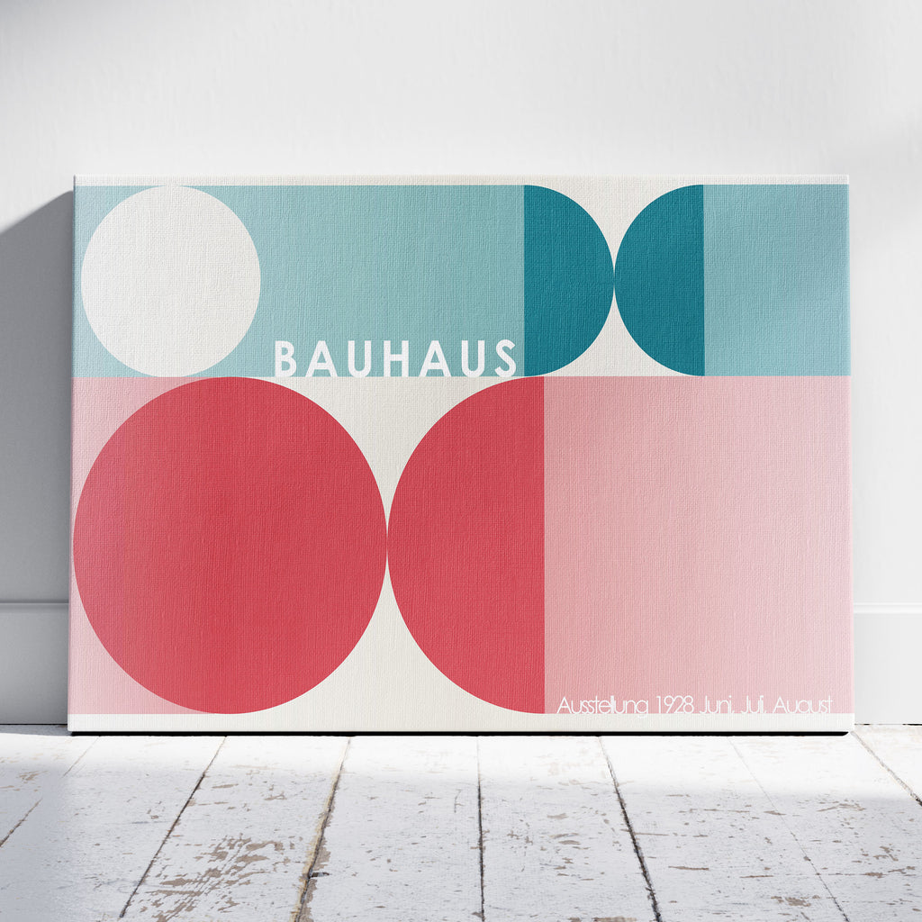 Abstract Colourful Bauhaus 1928 Geometric Circles - Framed Canvas Wall Art Print | House Prints
