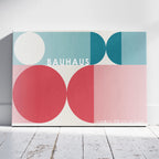 Abstract Colourful Bauhaus 1928 Geometric Circles - Framed Canvas Wall Art Print | House Prints