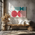 Abstract Colourful Bauhaus 1928 Geometric Circles - Framed Canvas Wall Art Print | House Prints